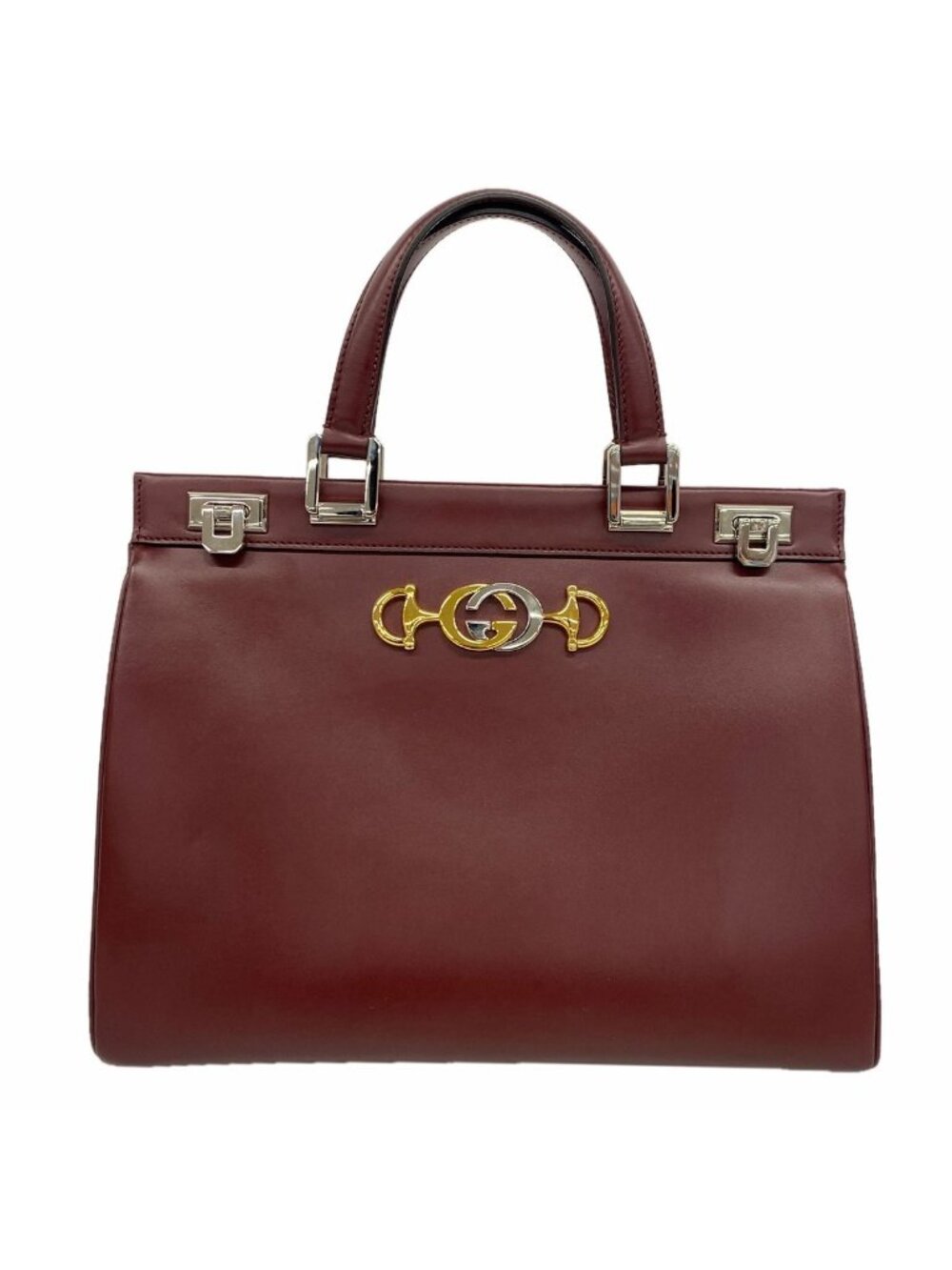 Gucci Handbag Zumi Leather Bordeaux Gold Silver